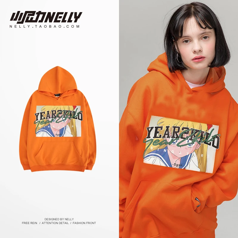 NELLY осенне-зимняя Толстовка в японском стиле с красивым принтом для девочек