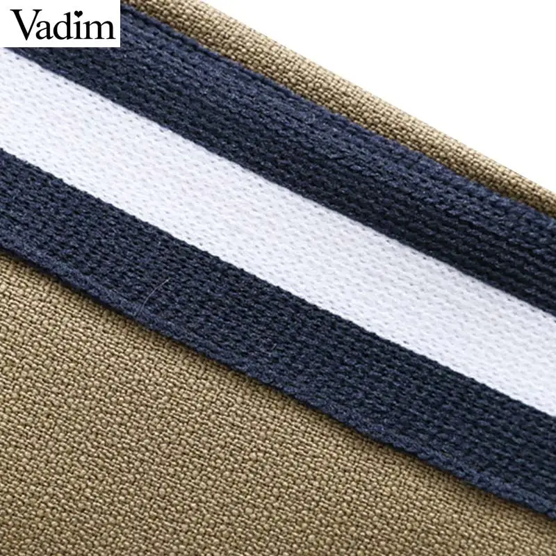 Vadim для женщин боковой полосой широкие брюки карманы молния fly Винтаж Женский