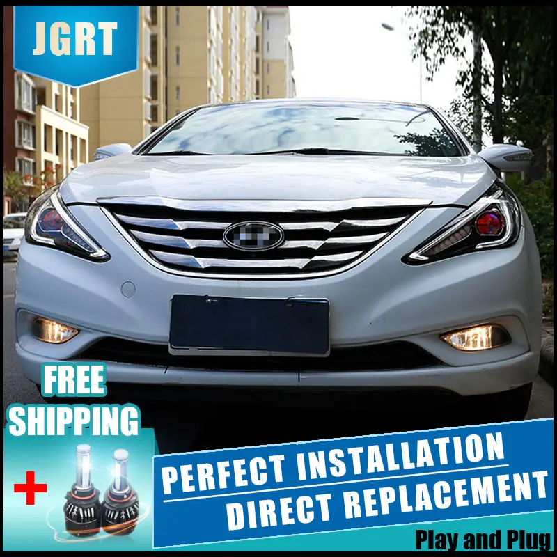 2 шт. светодиодный фары для Hyundai Sonata 11 16 Автомобильный свет двойной ксеноновые