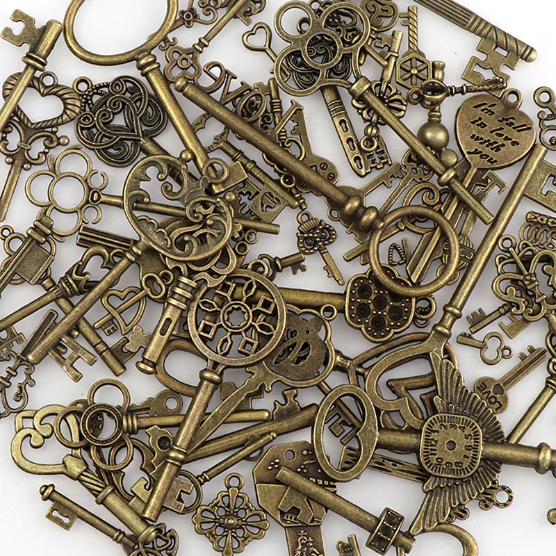 70 шт./лот набор винтажных ключей разных старинных зеленых цветов браслеты с