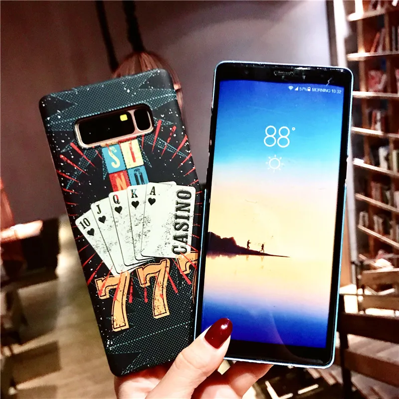 Note 8 S9 S8 рельефный матовый чехол для Samsung Galaxy Plus с рисунком покера хорошие
