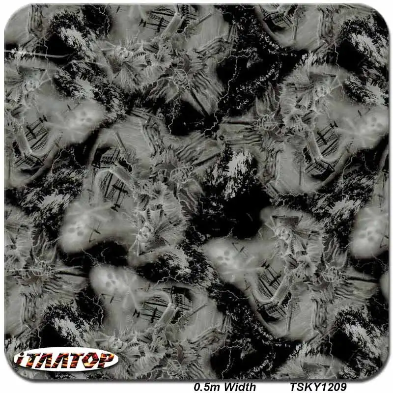 

iTAATOP TSKY1209 0.5M * 20M Skull Pattern hydro dipping Hydrografic Film water transfer printing film