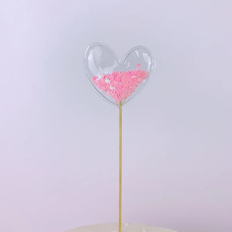 pink heart Сверкающие Украшения для торта в виде единорога, украшения для девочек на день рождения, украшения для кексов, украшения для свадьбы, дня рождения - Цвет: pink heart