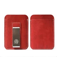 Red 1 шт., новинка, металлические Короткие Кошельки для денег, мужской тонкий клатч из натуральной воловьей кожи, мужской кошелек с зажимом для денег, удобная сумочка мини - Цвет: Red