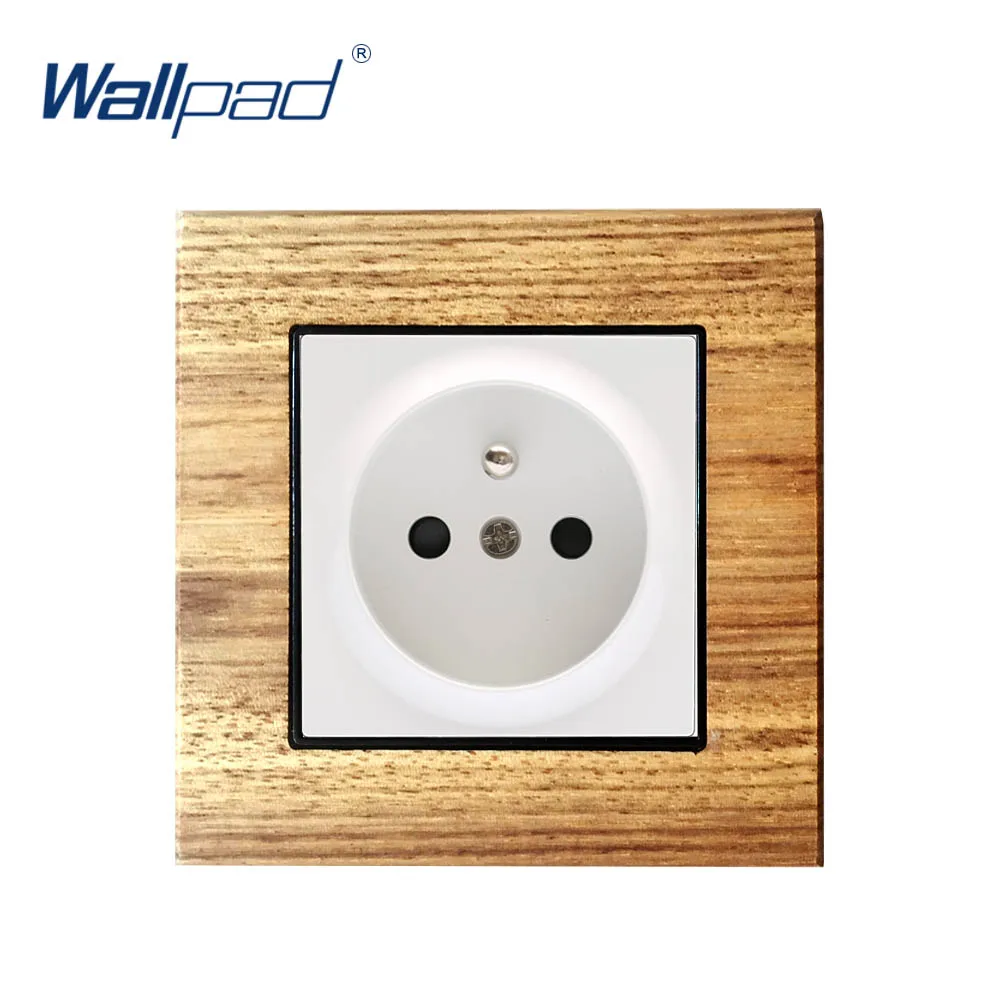 Белый EU 2 штыревая розетка Schuko Wallpad люксовая деревянный Панель Электрический настенный Мощность розетка электрические розетки для дома - Цвет: Белый