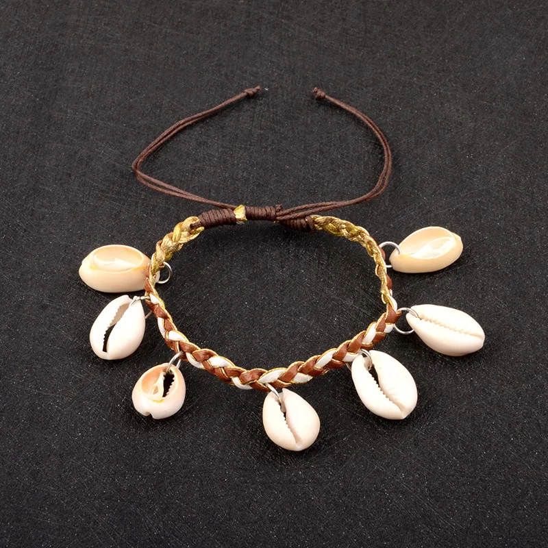 Натуральная Морская ракушка очаровательные ножные браслеты для женщин бусы