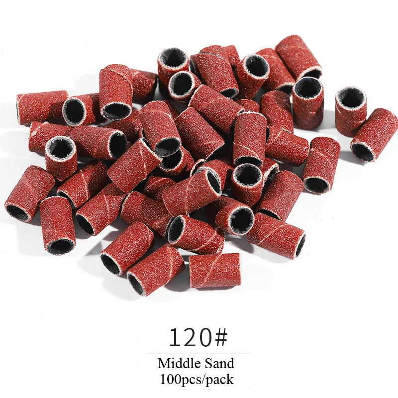 100pcs Brown Sanding Rings For Nail Polish Drill Grinding Manicure Electric Machine Bits Sandpaper Art Tool 80/120/180 | Красота и