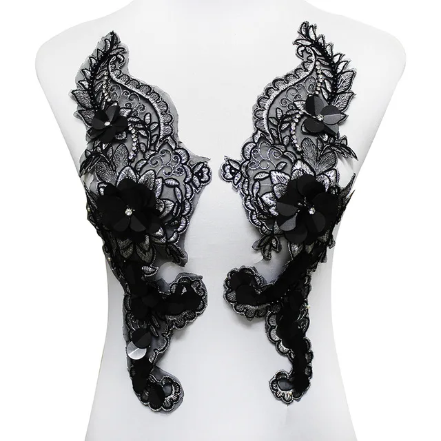 1 пара зеркальных расшитых бисером кристаллов черного и серебряного цвета с