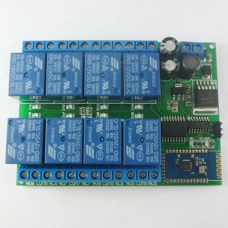 Bt21a08 dc12v 8ch android мобильный телефон bluetooth совместимый модуль управления реле для