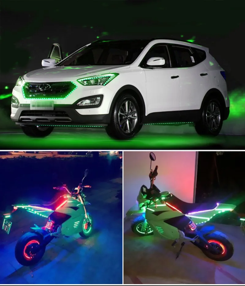 Автомобильный декоративный гибкий светодиодный светильник с полосками 12 в 120 см