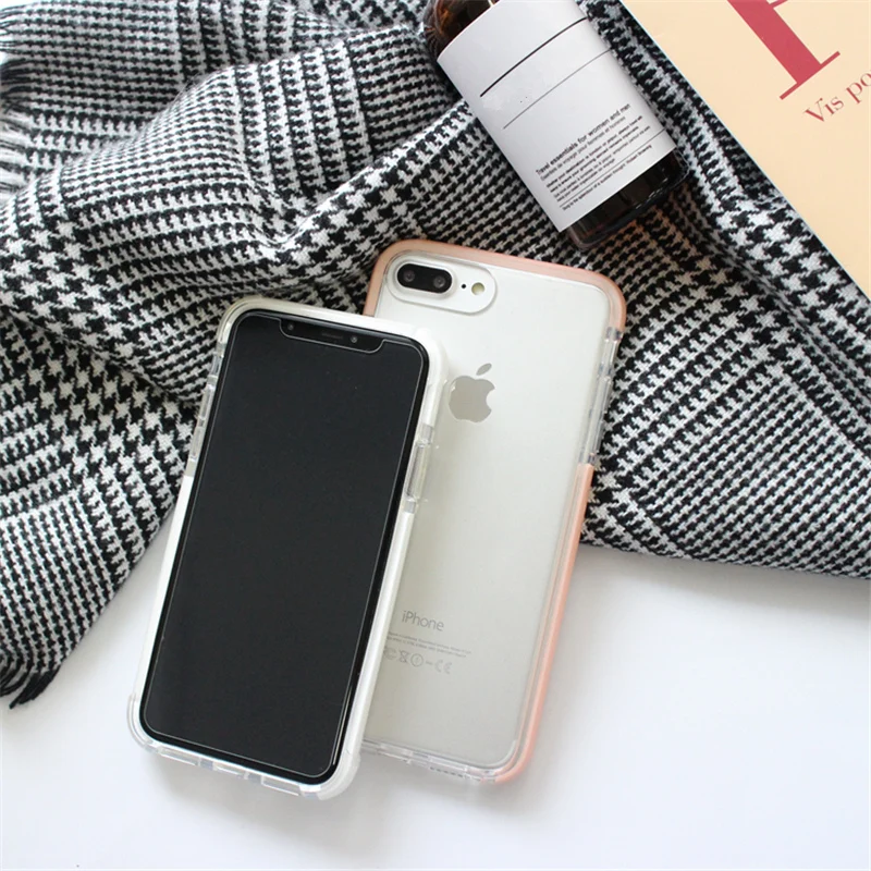 Модный противоударный чехол для iPhone X XR XS Max прозрачный мягкий TPU 6 6s 7 8 plus защитный |