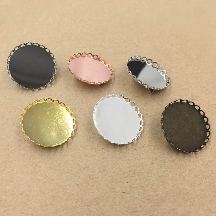 Разноцветные основы для Броши заколки спины 25 мм круглый кружевной ободок из