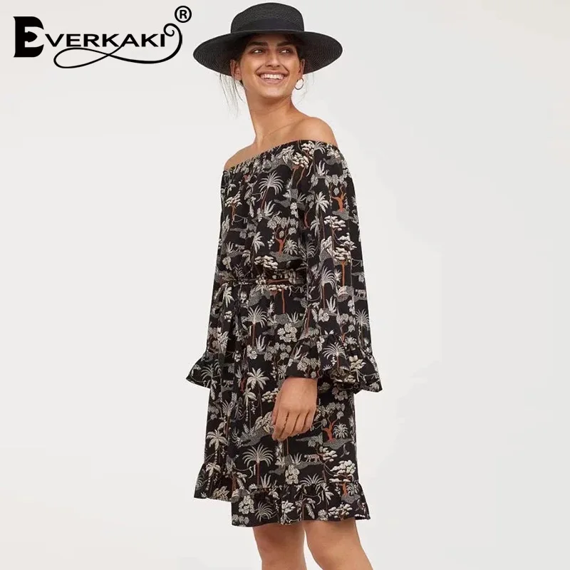 Новое летнее богемное платье с открытыми плечами и принтом в виде лотоса большие