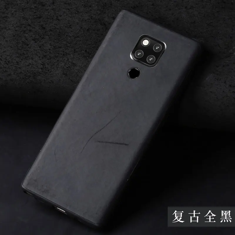 black Ретро Натуральная кожа чехол для телефона для HUAWEI mate 20 lite чехол 20pro P30 P30plus все включено анти-осенний защитный чехол - Цвет: black