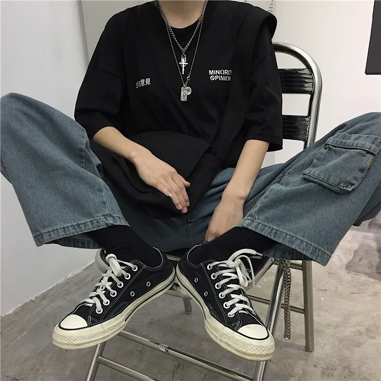 Осенние новые корейские зимние ulzzang модные ретро маленькие карманные повседневные широкие джинсы ins Harajuku с высокой талией в стиле хип-хоп для женщин