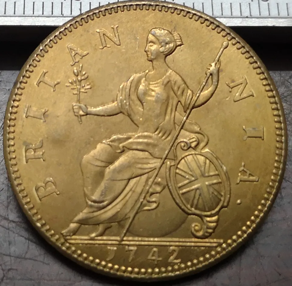 

1742 Великобритания половина Пенни-Джордж II медная монета