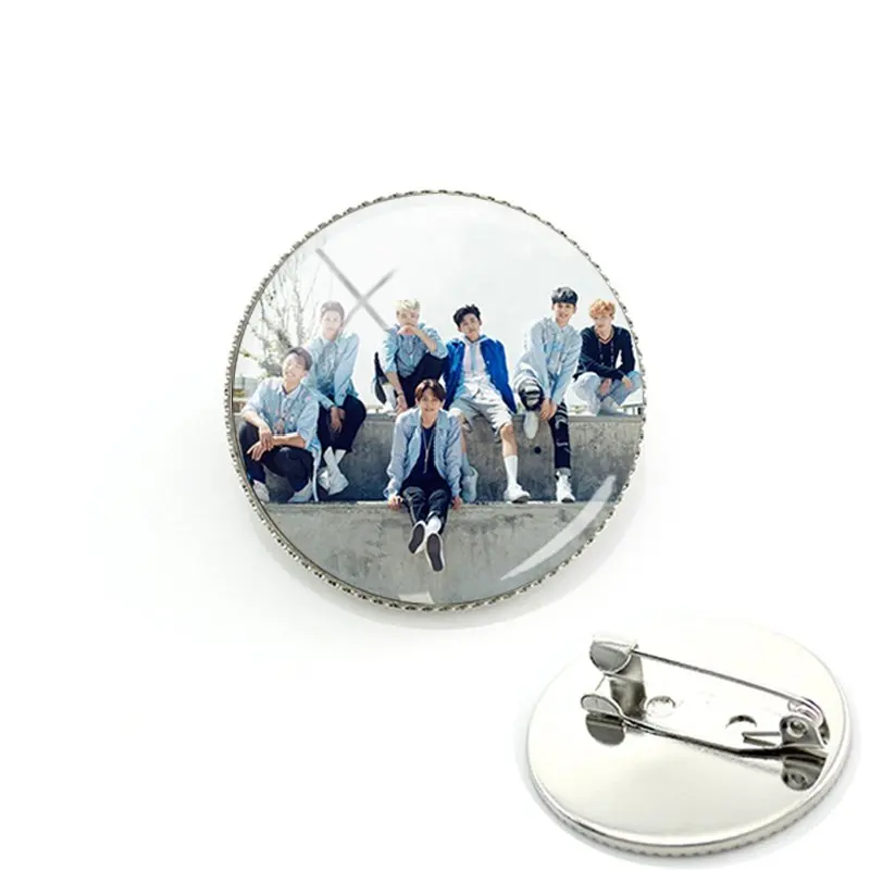 JWEIJIAO Kpop IKON значки стеклянный кабошон Фотокарта фото купольные Броши металлические булавки для поклонников Коллекция подарков IK12