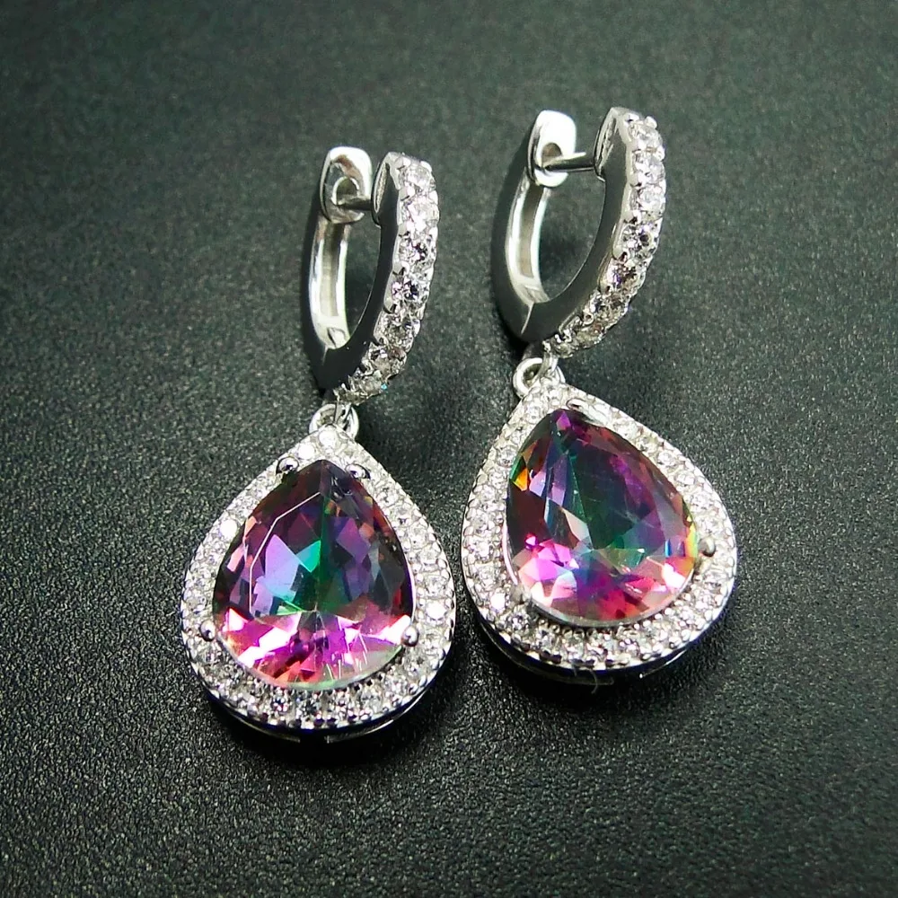Серьги с мистическим топазом яркие серьги камнями красивые женские Brinco модные из