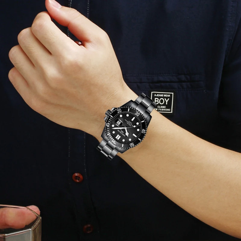 Top Luxury Brand Watch Men Analog Chronograph Quartz Wrist Stainless Steel Band Wristwatch Auto Date relogio masculino | Наручные часы