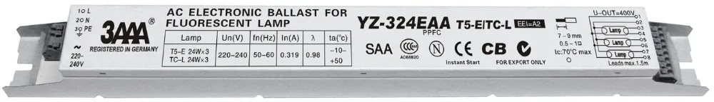 3AAA YZ-224EAA YZ-324EAA T5-E 220V 2*24 Вт 3*24 Вт T5 электронные балласты для T5 Хо трубки светодиодные лампы дневного света аквариумная лампа, получившая сертификат Европейского выпрямителя