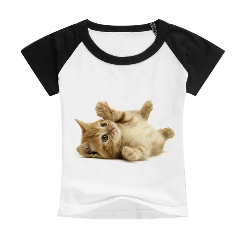 New Children's Animals 3D Cats Realistic Summer Tops Print Funny Cute Print Girls Boys T-Shirt Baby Casual Children's Wear