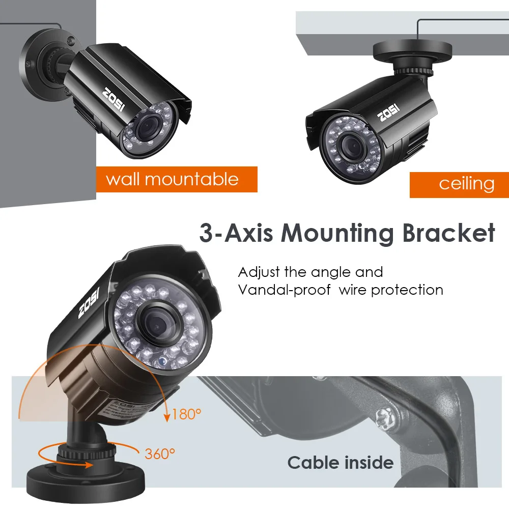 ZOSI 1080N HDMI DVR 1280TVL 720P HD наружная система камер домашней безопасности 8CH CCTV видео наблюдения DVR комплект TVI камера комплект