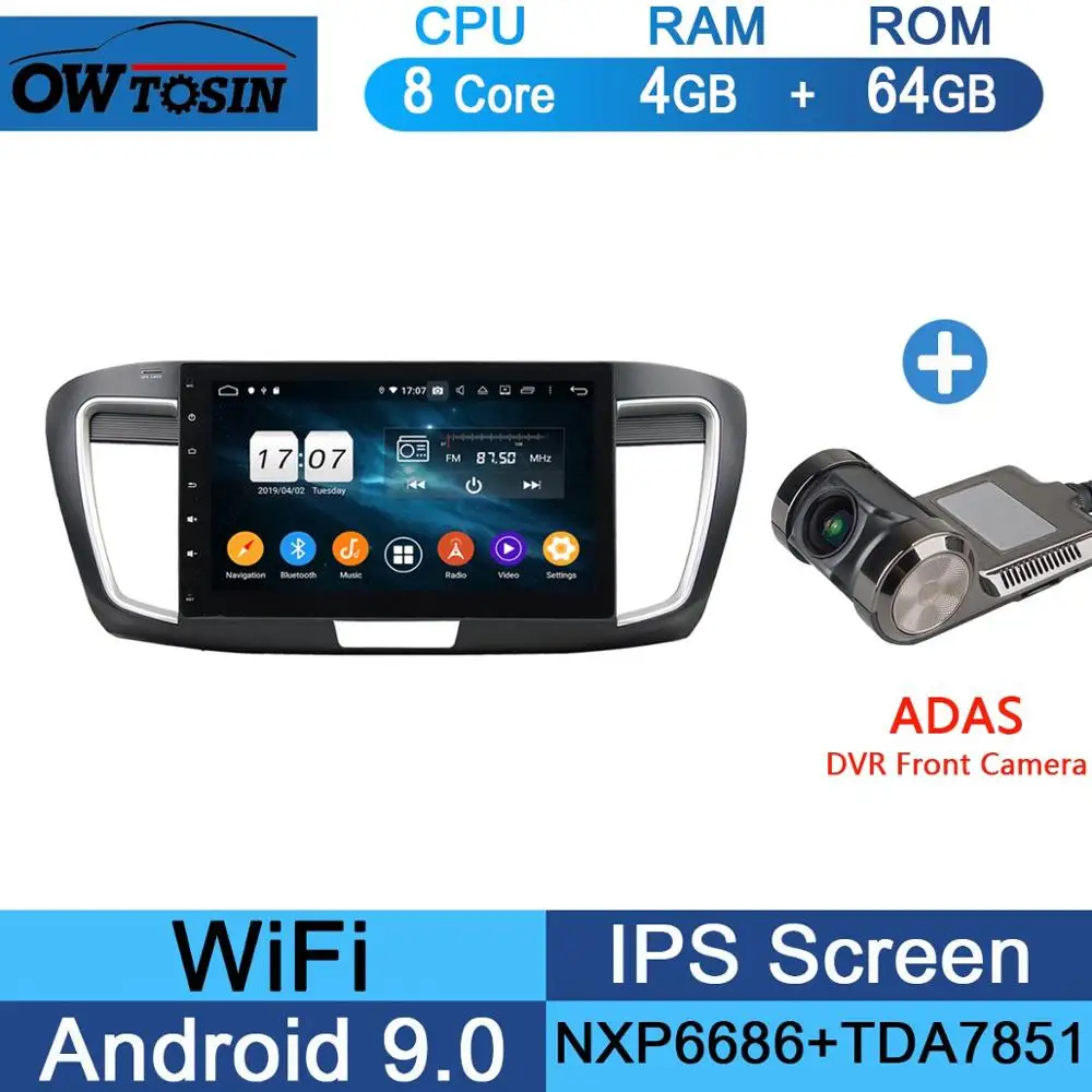 64G Adas Camera 10," ips 8 ядерный 4G+ 64G Android 9,0 автомобильный dvd-плеер для Honda Accord 9 gps Радио стерео DSP CarPlay Parrot BT - Цвет: 64G Adas Camera