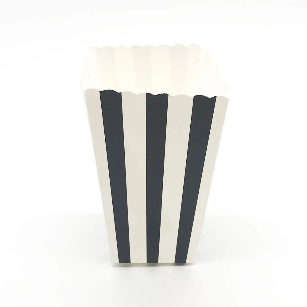 Black Stripe 12 шт. в полоску и горошек коробка для попкорна для День рождения украшения Поставки Candy бар Свадебный декор Baby Shower конфеты подарочной коробке для детей - Цвет: Black Stripe