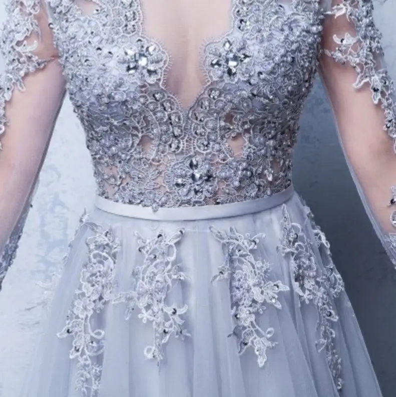 Vestido de fiesta para boda, Новое кружевное платье с бусинами и длинными рукавами, серебристое, королевское, синее, королевское, синее, розовое платье подружки невесты