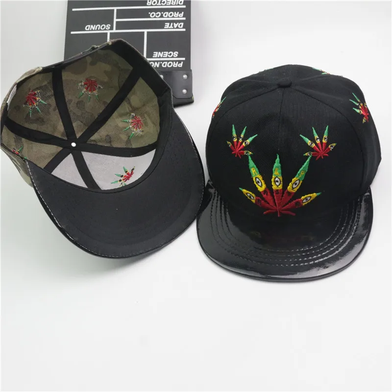 Кепка с вышивкой в виде кленового листа Hiratsuka из искусственной кожи стиле хип-хоп