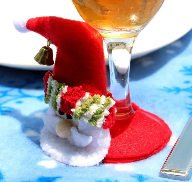 Рождественский праздничный Кубок Санта Клаус стеклянный коврик для бокала вина