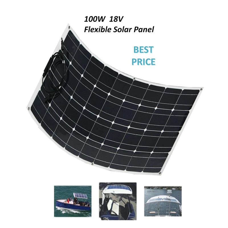 100 Вт Панели солнечные Гибкая монокристаллические фотоэлектрические ячейки