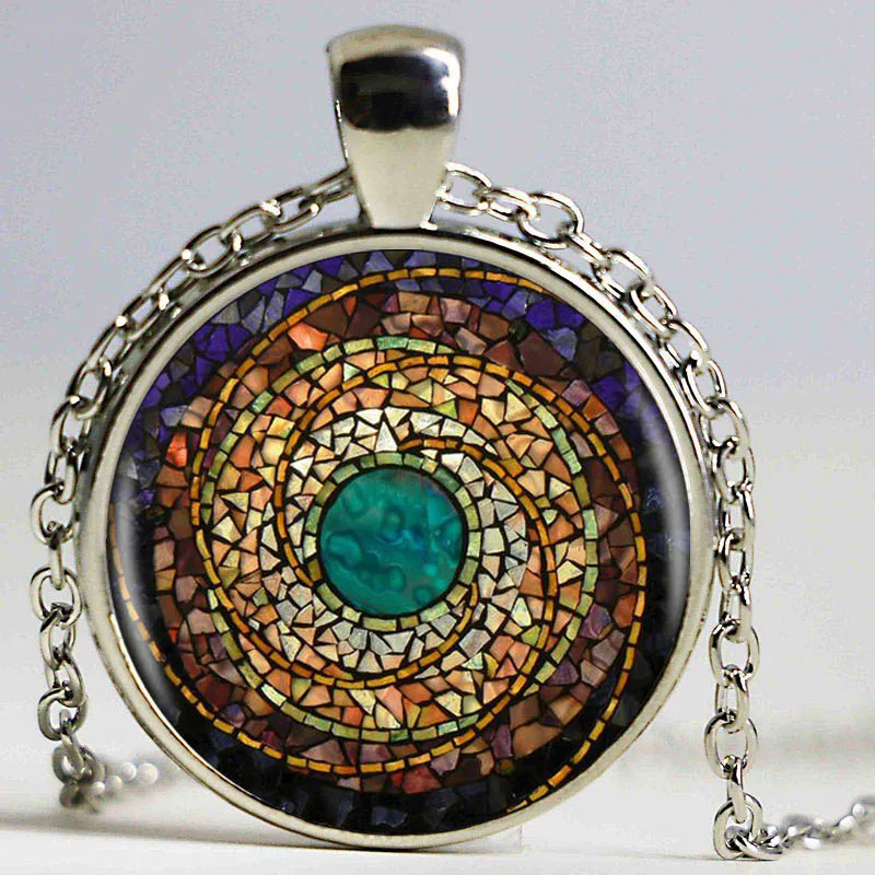 1 шт./лот мозаика мандала цветок 10 видов стилей серебряный цвет ожерелье с