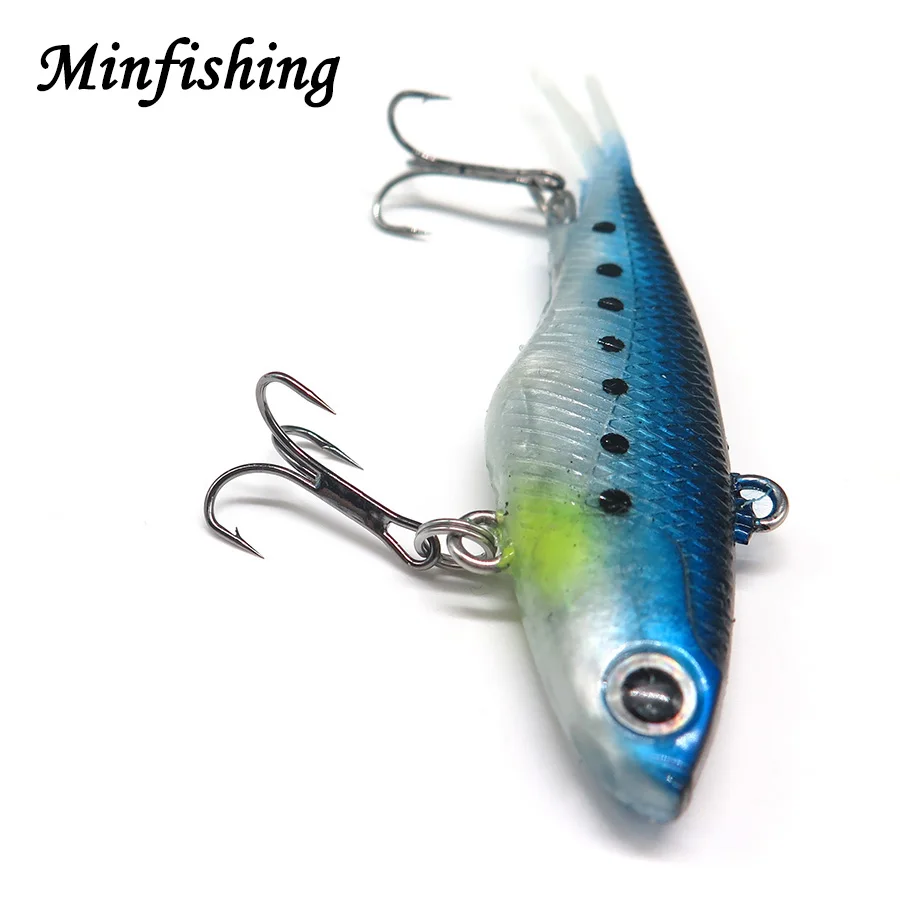 Minfishing 1 Piece Soft Fishing Lures Jig Head Artificial Bait VIB Wobbler 20g with 2 Sharp Hooks | Спорт и развлечения