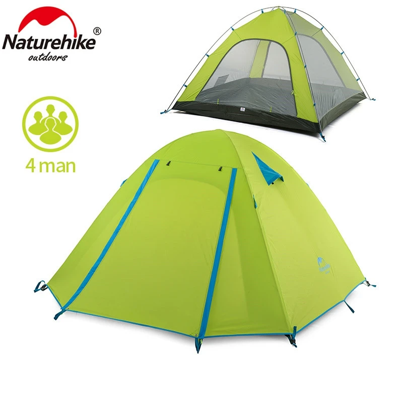 NatureHike 4 Человека палатка двухслойный алюминиевый стержень 3 сезон уличный для пешего туризма играть непромокаемый тент NH15Z003-P