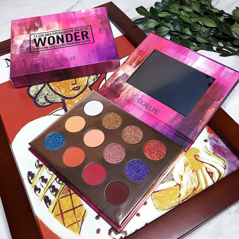 

12 Color Shimmer Matte Eyeshadow Palette Glitter Makeup Palette Nude Pink Pigmented EyeShadow Pallete LongLast Metallic Cosmetic