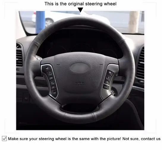 Black Artificial Leather Car Steering Wheel Cover for Hyundai Santa Fe 2007 2008 2009 2010 2011 2012 Rated 4.9 /5 based on 15 cu |