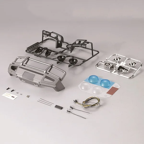 Темно-серый Сплав переднего бампера w светодиодный светильник для RC4WD TF2 LWB осевой SCX10 SCX10-2 1:10 RC Гусеничный грузовик внедорожник Запчасти для радиоуправляемых автомобилей - Цвет: Темно-серый