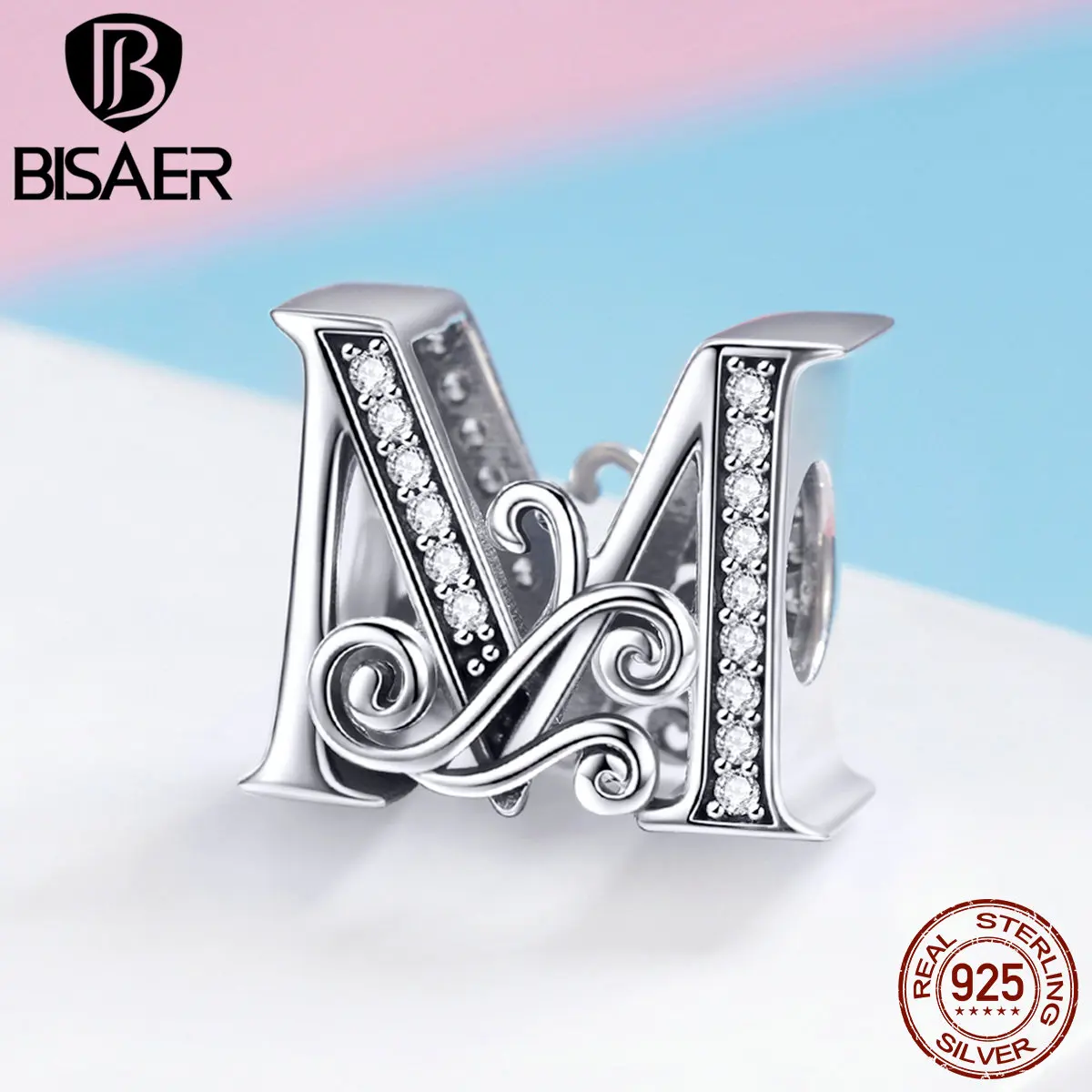 BISAER горячая Распродажа 925 пробы серебряные бусины в форме буквы А-Я алфавита подходят для шарма браслеты серебро 925 Изготовление ювелирных изделий