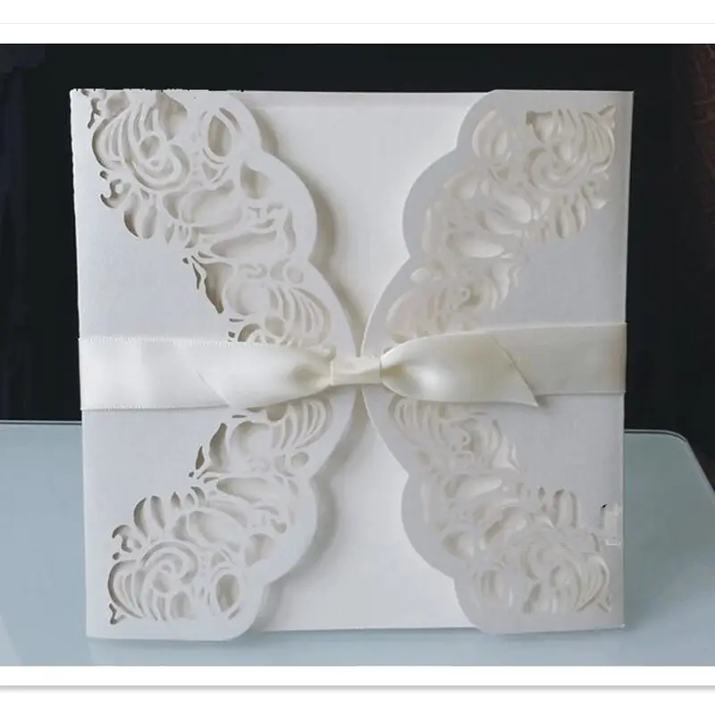 

50pcs Delicate Carved Lace Design Noble Wedding Party Invitation Card for Wedding Business Party Birthday Decoration Supplies
