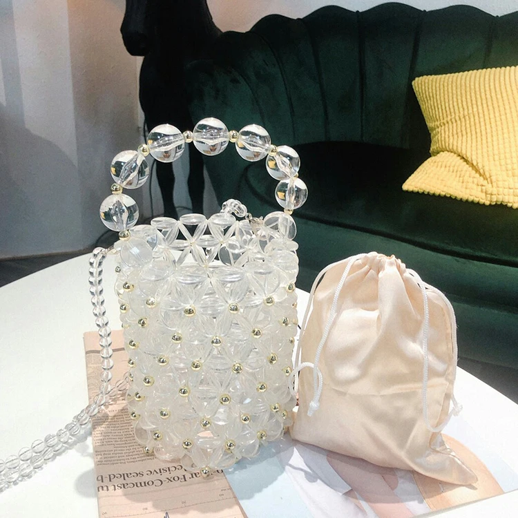 Новый дизайн прозрачное ведро с бисером модная женская Праздничная сумка на