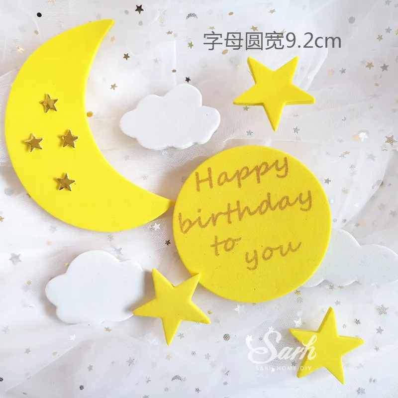 Moon star set Ins желтая утка торт топперы цыпленок украшения с днем рождения Детские вечерние украшения для выпечки милые феи подарки - Цвет: Moon star set