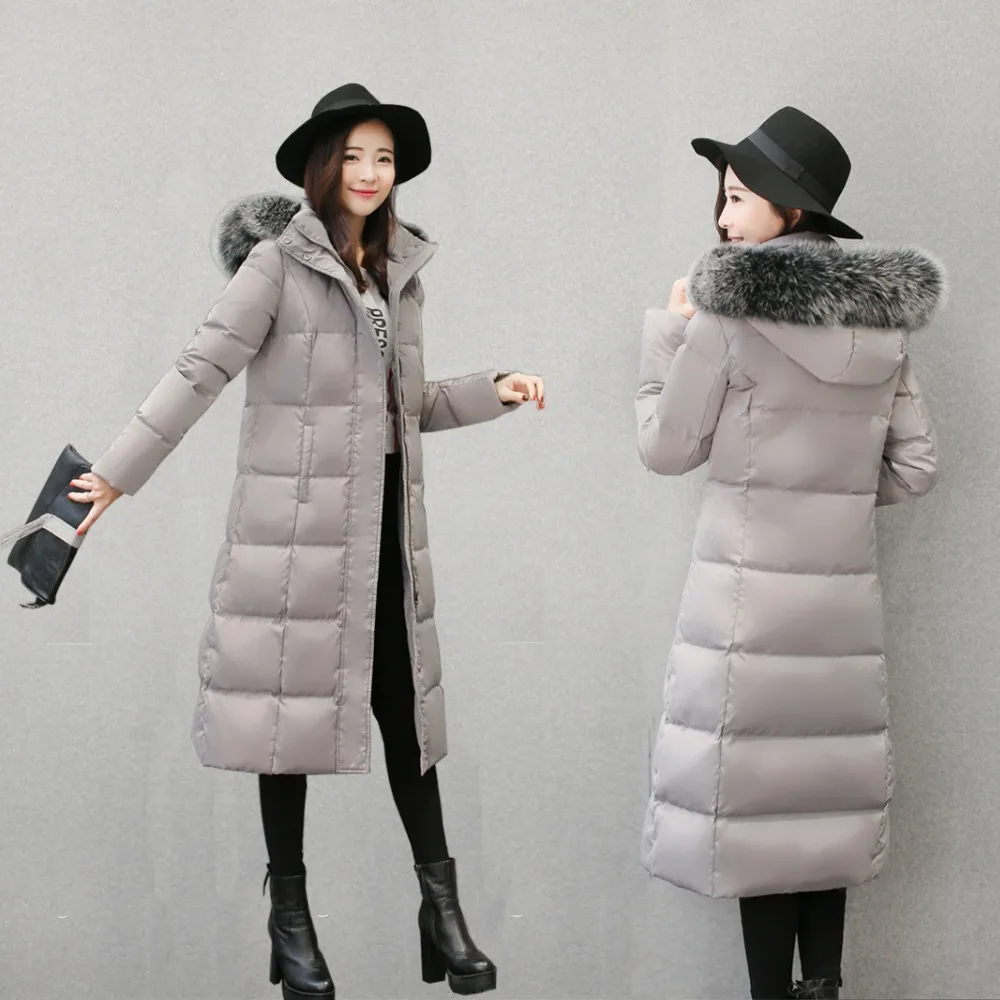 2017 зимняя куртка на утином пуху женское длинное пальто парки утепленная женская