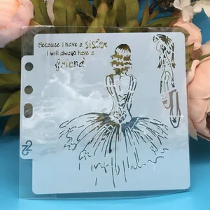 Новинка, 5,1 дюйма, трафареты для стен с надписью New Girl Sister DIY, рисунок на стену, фотография, шаблон с тиснением