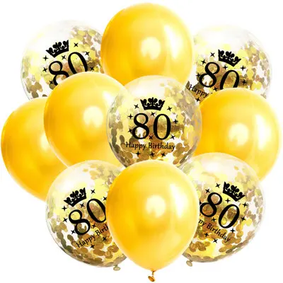 80 Gold 10 шт./лот розовое золото 1/18/21/30/40/50/60/70/80/90 воздушный шар "Конфетти" для День рождения украшения - Цвет: 80 Gold