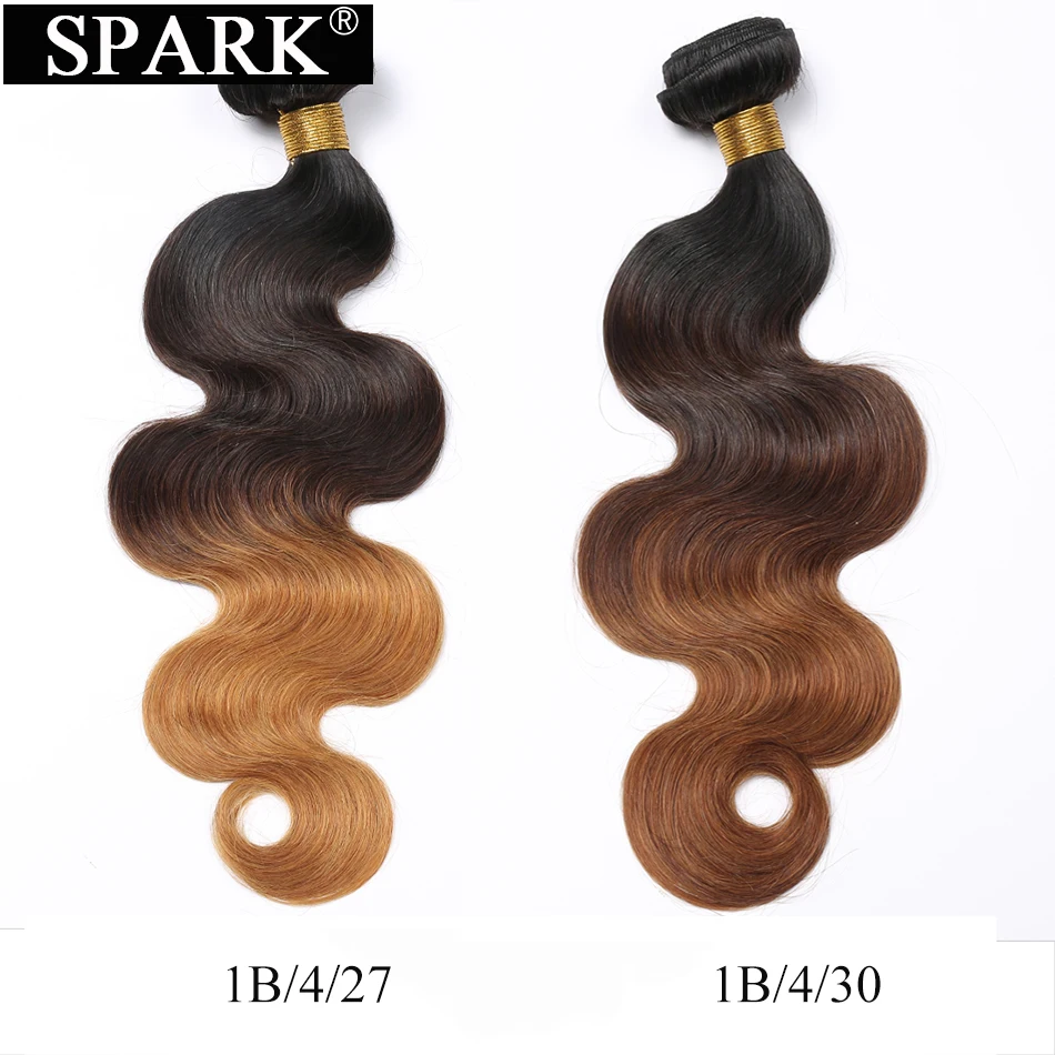 Spark Волосы remy ткань 1B/4/30 эффектом деграде (переход от темного к малайзийские