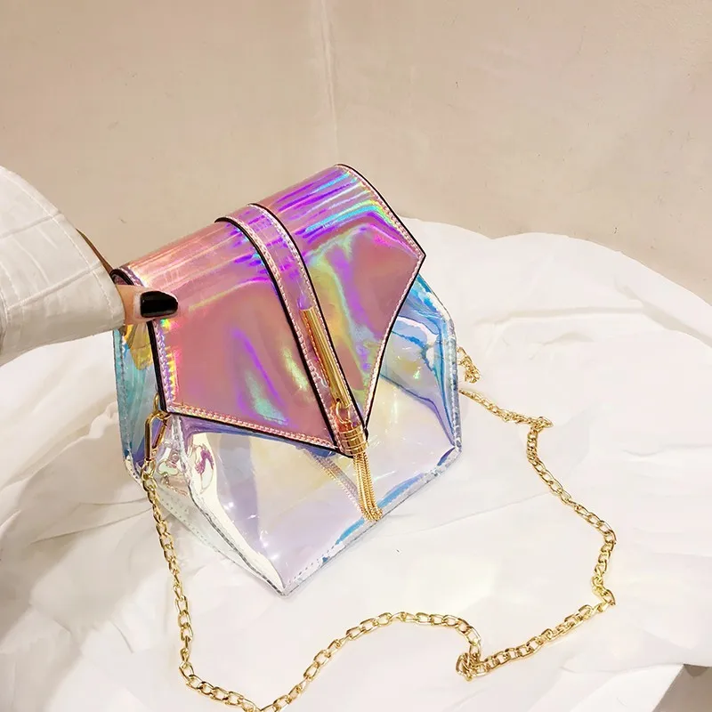 Голографические сумки для женщин 2019 мессенджеры из ПВХ с лазером девочек Летняя