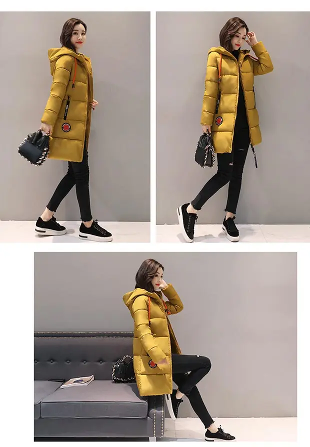 YAGENZ Parkas зимняя Дамская куртка с капюшоном пальто размера плюс 3XL тонкое толстое теплое пальто для девочек средней длины Студенческая пуховая одежда из хлопка