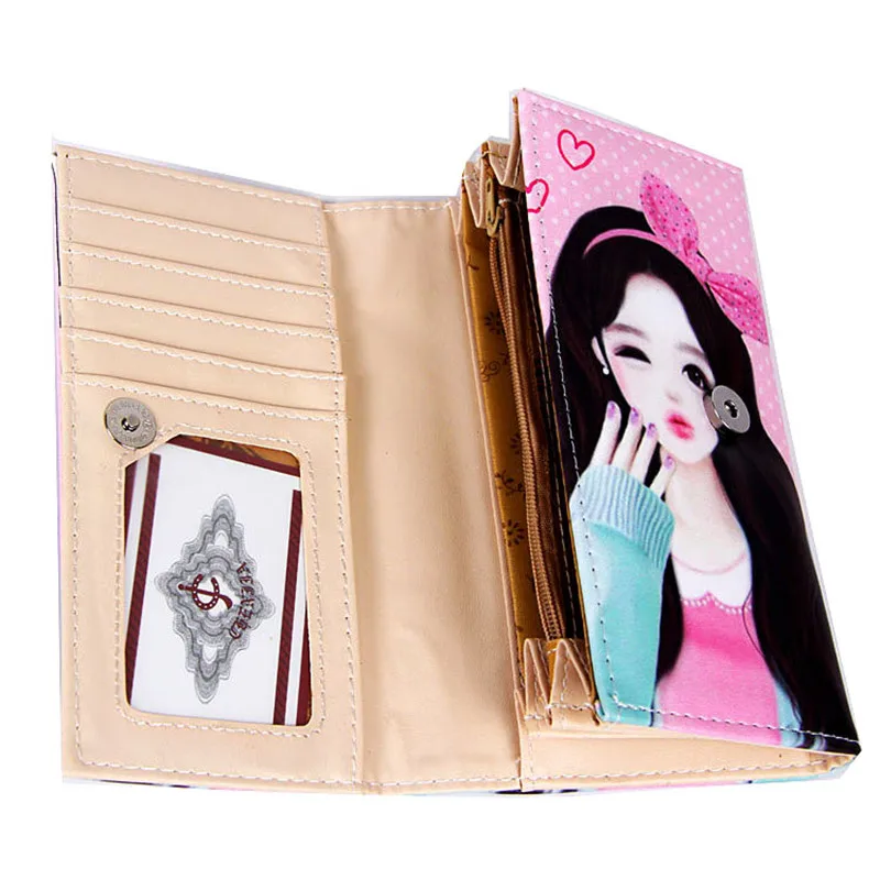 Женский кошелек с мультипликационным принтом Длинный на молнии отделением для