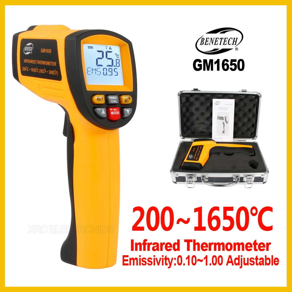 

Infrared Thermometer Portable Digital Handheld Gun Non Contact Laser Pyrometer Industrial Temperature Gun GM1650-BENETECH